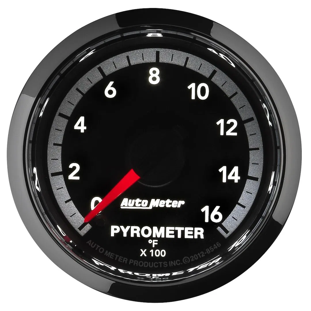 8546 – AUTO METER Gauge Pyrometer, 2-1/16 Inch Full Sweep Electric 0-1600 Degrees F Analog Black Face/ Brushed Bezel/...